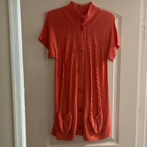 Kensie Orange Short Sleeve Cardigan